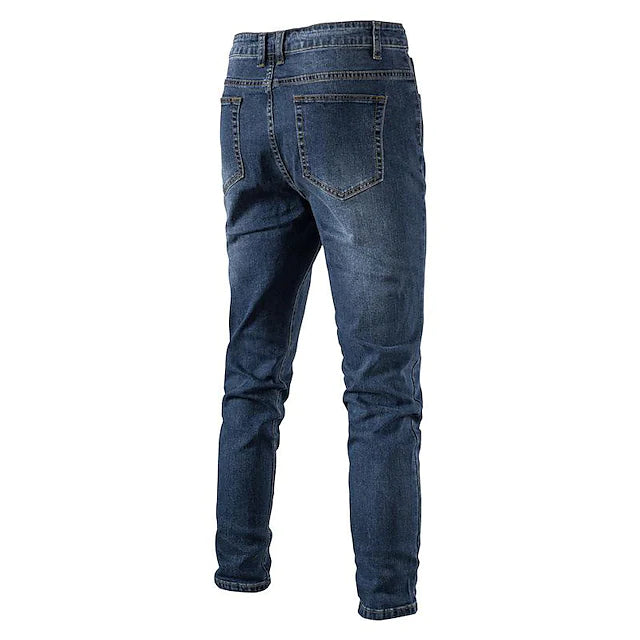 new men's jeans skinny stacked washed trend trousers casual micro-elastic japanese skinny jeans