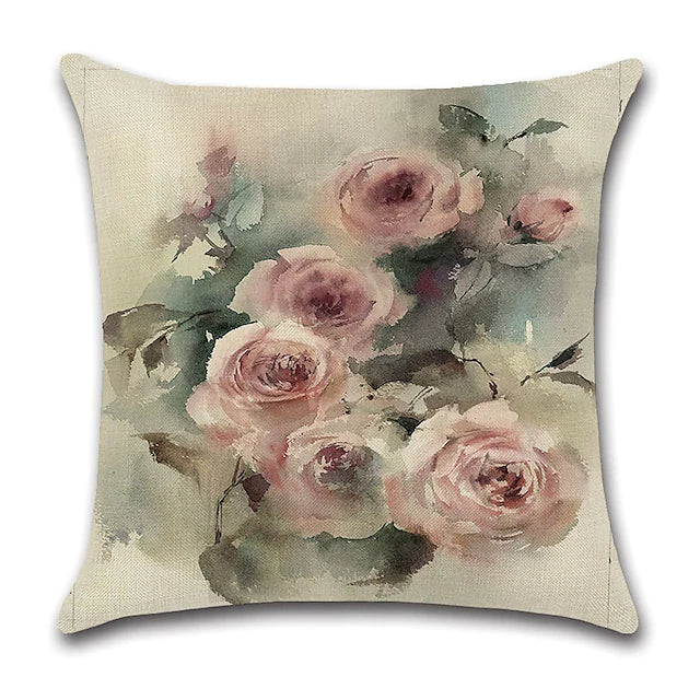 Vintage Floral Double Side Cushion Cover 4PC Soft Decorative Square Throw Pillow