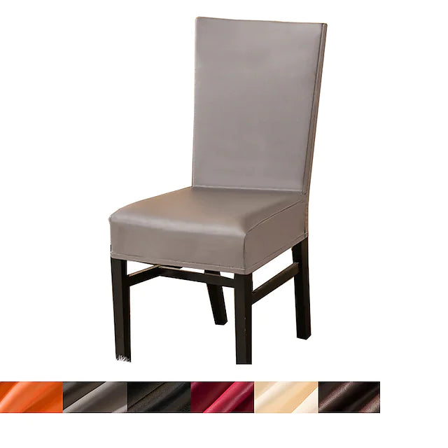 PU Leather Dining Chair Cover, WaterProof Stretch Chair Cover,