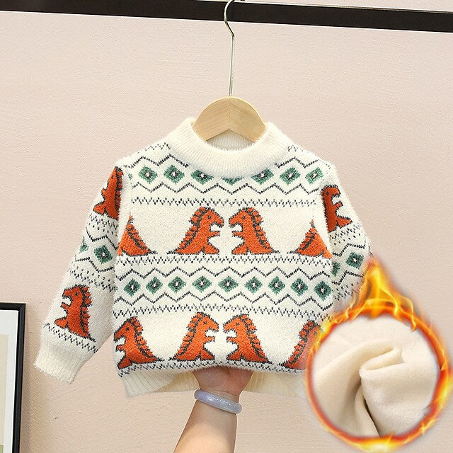 Toddler Boys Sweater Animal Long Sleeve Crewneck Outdoor Cute
