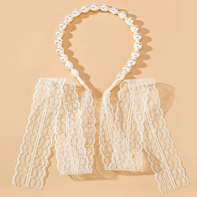 Kids Girls' Vintage / Sweet Daily Solid Colored Lace Hair Accessories Beige