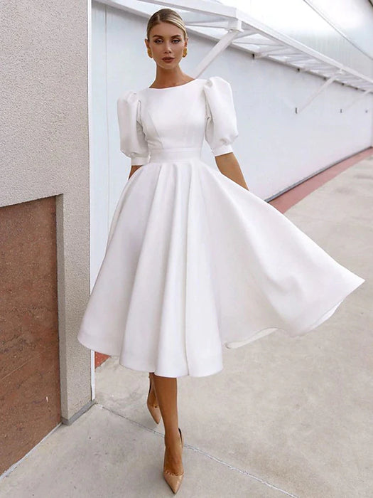 Women's Party Dress Casual Dress Swing Dress Midi Dress White Short Sleeve