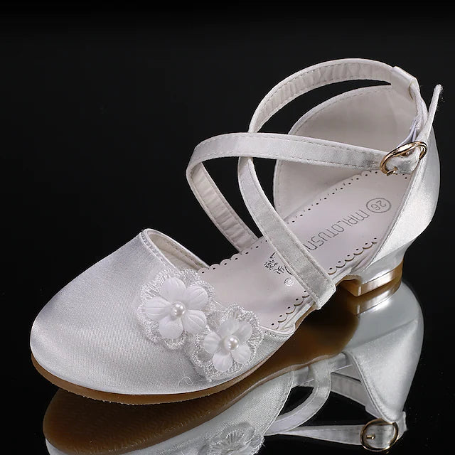 Girls' Heels Daily Dress Shoes Heel Lolita Satin Breathability Non-slipping Height-increasing Dress Shoes