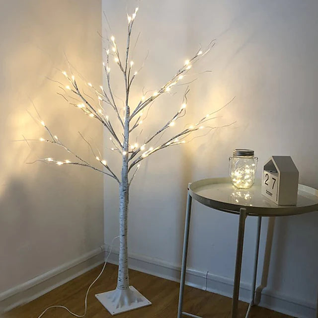 LED Silver Birch Tree Lamp Christmas Festival Modern Decoration Indoor Warm White Holiday Fairy Light Garland