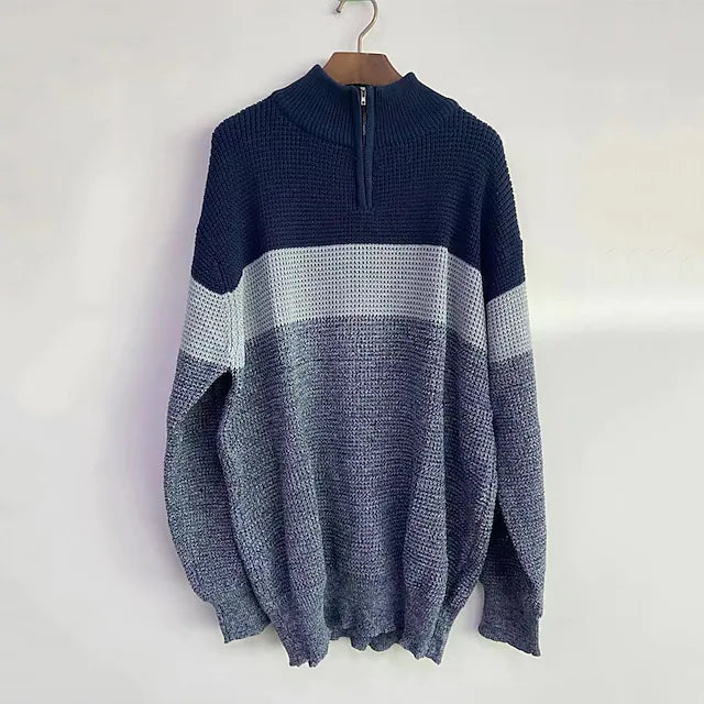 Men's Sweater Pullover Sweater Jumper Ribbed Knit Cropped Zipper Knitted