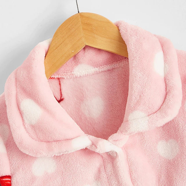 Toddler Girls' Pajama Set Long Sleeve Pink Heart Cherry Pocket Fall Winter Cute Home 3-7 Years