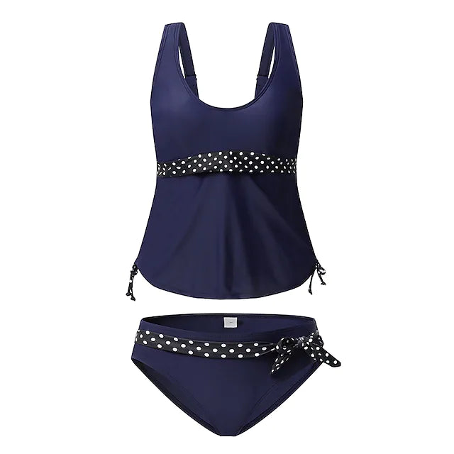 Women's Swimwear Tankini 2 Piece Plus Size Swimsuit 2 Piece Polka Dots for Big Busts