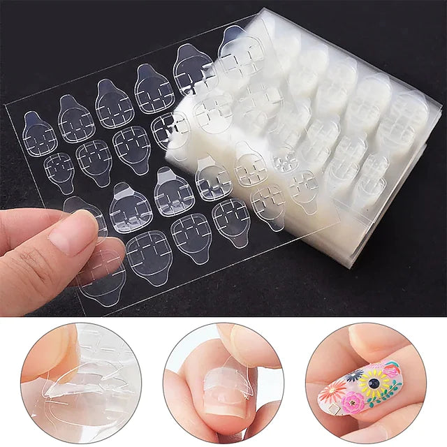 10 Sheets Nail Glue Jelly Double-sided Glue Sticker Acrylic Adhesive Tapes Nail Art