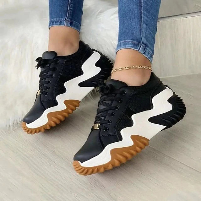 Women's Sneakers Plus Size Lace-up Flat Heel Round Toe Sporty Casual Outdoor Office