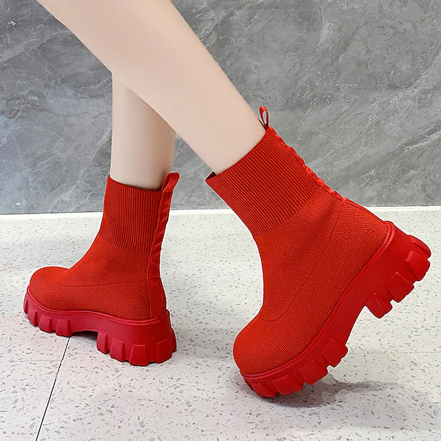 Women's Boots Sock Boots Booties Ankle Boots Platform Round