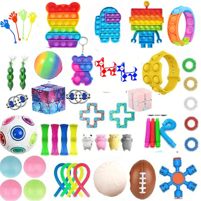 50PCS Push Bubble Pop Fidget Sensory Toy Colorful Push It Popping Silicone Game Toy