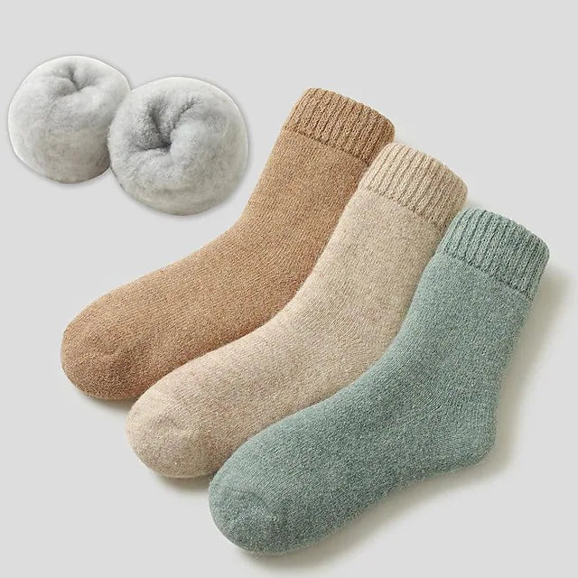 Women's Crew Socks Thick Winter Warm Socks Home Office Work Solid Color