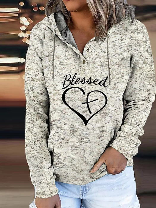 Women's Hoodie Sweatshirt Heart Text Front