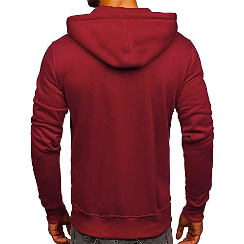 mens slim fit solid color hooded full zip sweatshirt