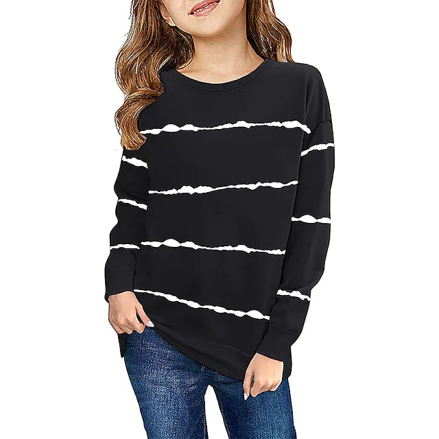 Kids Girls' T shirt Stripe Casual Long Sleeve Active 7-13 Years