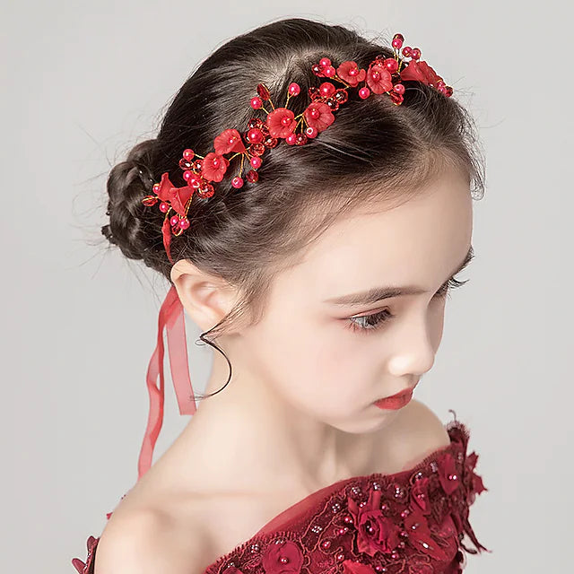 Kids Baby Girls' Headdress Red Flower Girl Dress Headdress Birthday