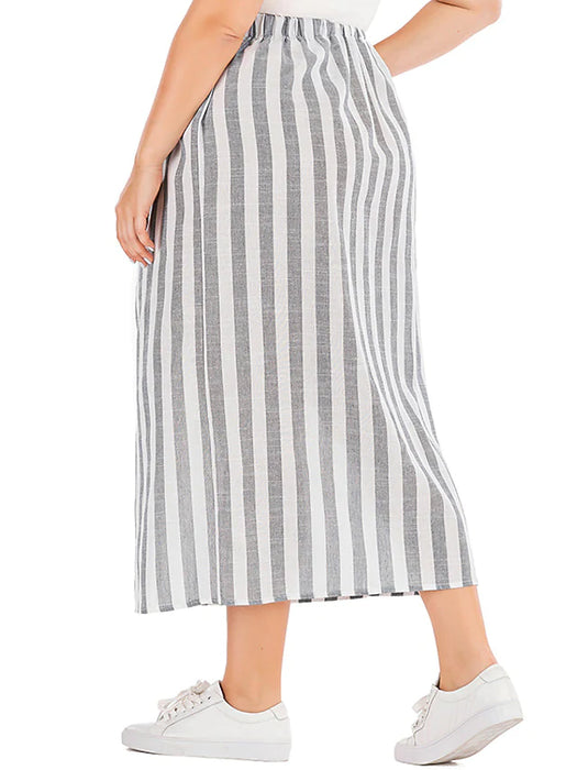 Women's Plus Size Skirt Print Striped Casual Chino Casual Daily