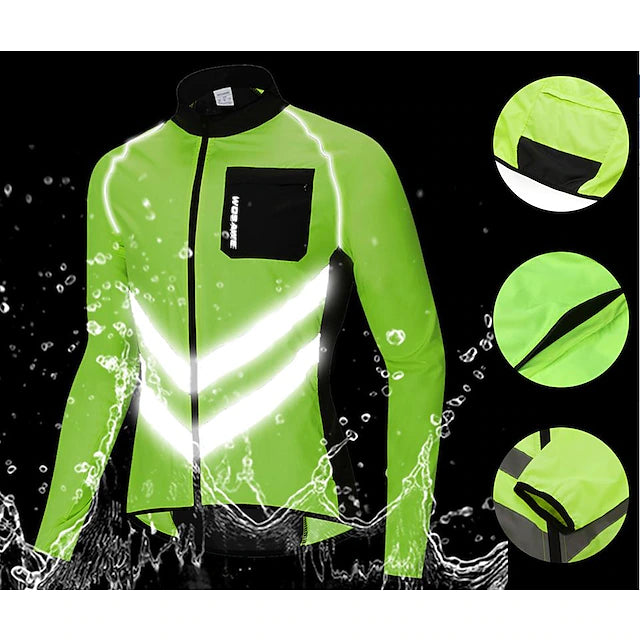WOSAWE Men‘s Cycling Jacket Windbreaker Rain Jacket High Visibility Reflective