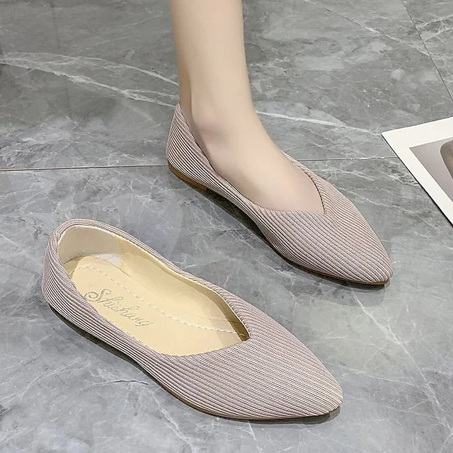 Women's Flats Plus Size Flyknit Shoes Office Daily Flat Heel Pointed Toe