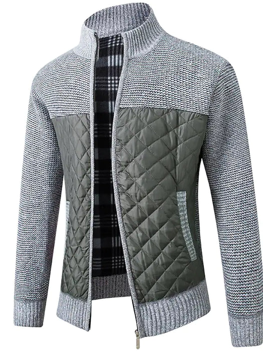 Men's Unisex Cardigan Zipper Color Block Stylish Long Sleeve