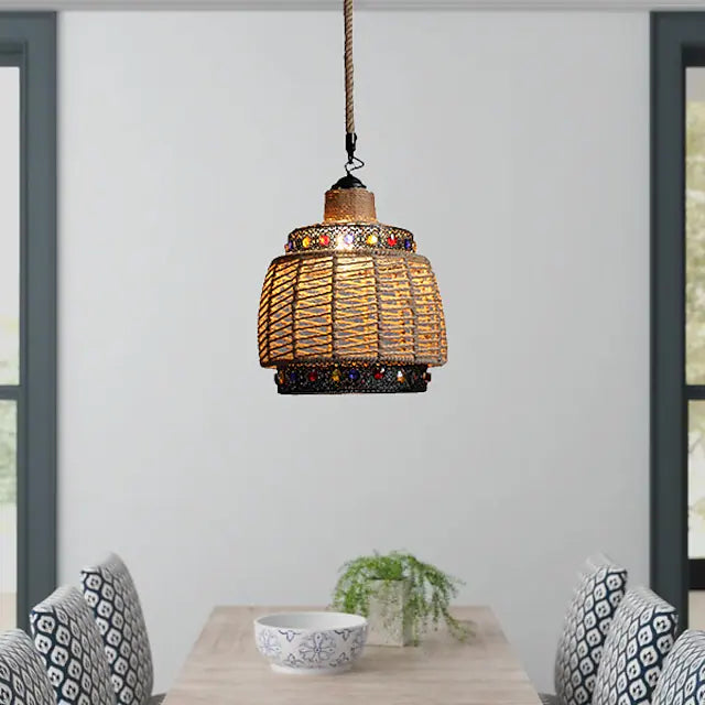 Rattan Woven Pendant Lamp 37cm Natural Simple Hand Weaved Pendant