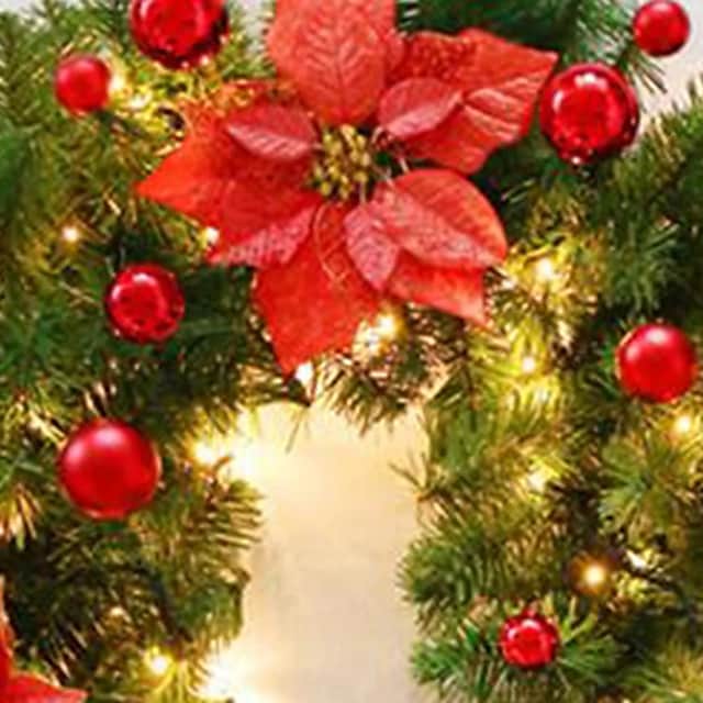 2.7M Christmas Rattan Garland Decorative Green/Red Christmas Artificial Xmas Tree Rattan Banner Decoration Gift