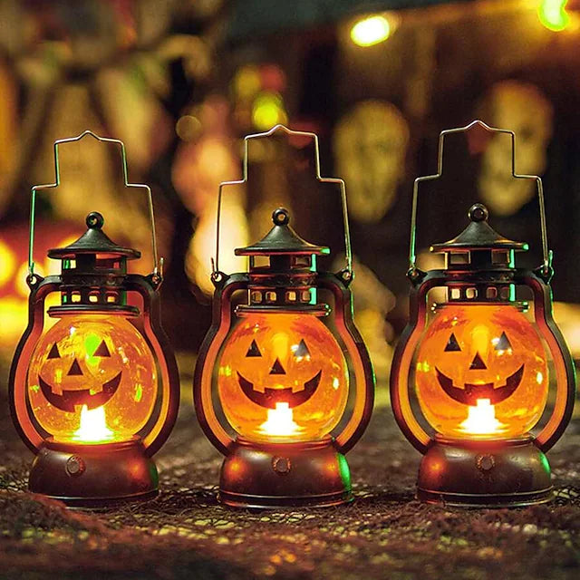 Halloween Pumpkin Lantern Decorations Lights Halloween Props Portable LED