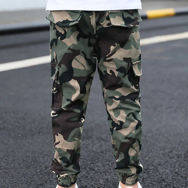 Kids Boys Pants Trousers Camouflage Active Casual Cotton Pocket Basic