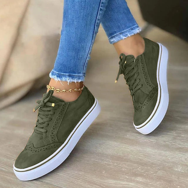Women's Sneakers Plus Size White Shoes Outdoor Daily Summer Lace-up Flat Heel