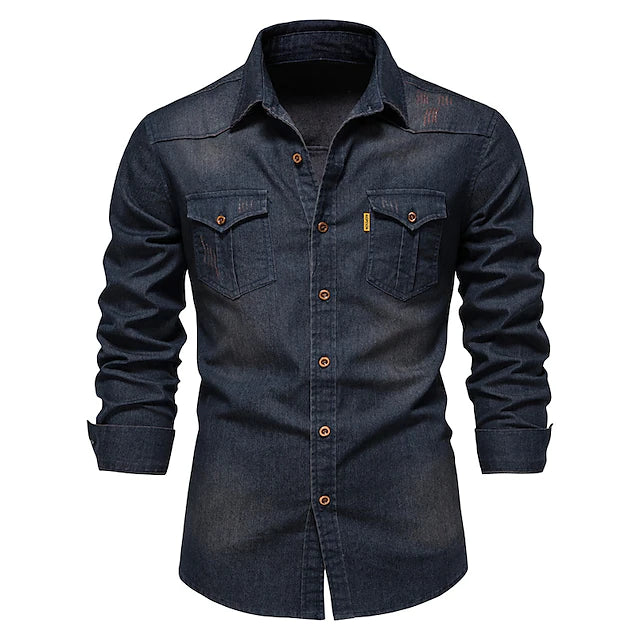 Men's Denim Shirt Jeans Shirt Turndown Casual Daily Long Sleeve Tops