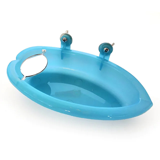 Bathtub with Mirror Portable Easy Install Plastic Bird Toys Bird Supplies 18.7*10*3.5 cm