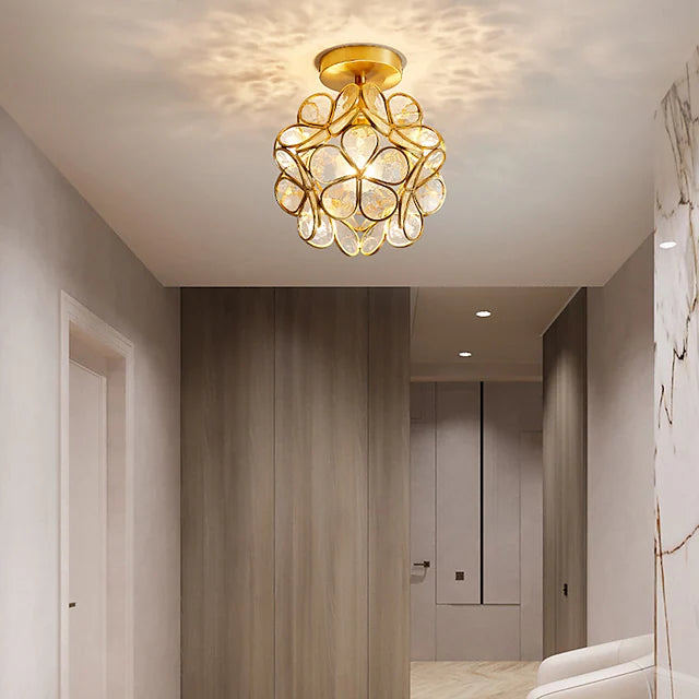 20 cm Ceiling Light LED Flower Design Pendant Lantern Design Glass Brass Modern 220-240V