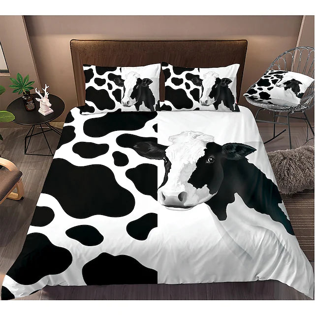 Cow Print Home Bedding Duvet Cover Sets Soft Microfiber For Kids Teens Adults Bedroom
