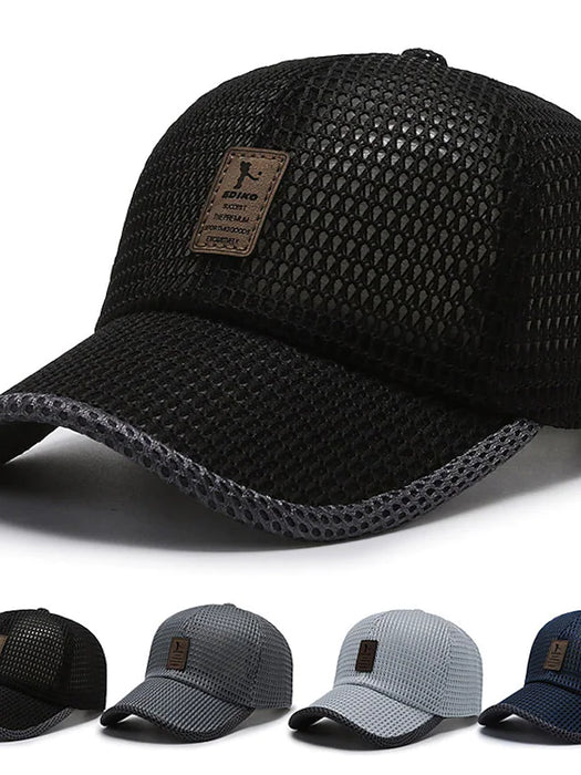 Men's Baseball Cap Trucker Hat Black Navy Blue synthetic fibre Mesh Fitness