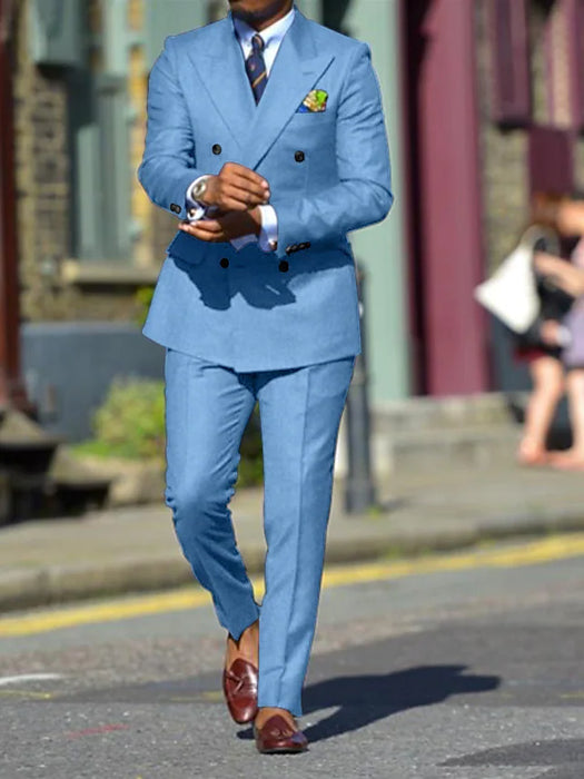 Men's Wedding Suits 2 Piece Solid Colored Standard Fit Double Breasted Six-buttons 2023