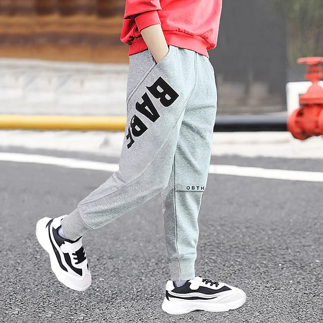 Kids Boys' Pants Black Gray Letter Basic / Streetwear / Cotton