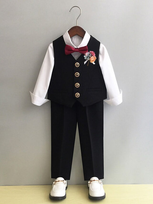 Wedding Two-piece Suit ( Vest Pants Bow Tie ) Kids Boys Ring Bearer Suits