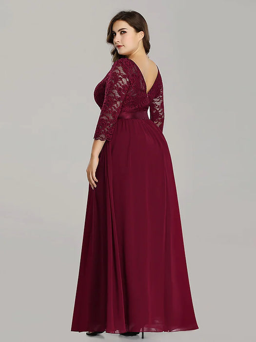 A-Line Mother of the Bride Dress Plus Size Jewel Neck Floor Length