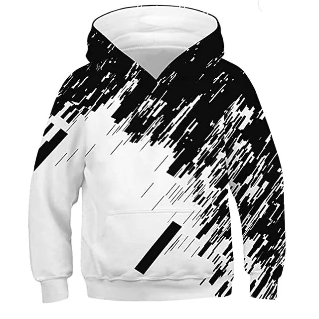 Kids Boys Hoodie Graphic Outdoor 3D Print Long Sleeve Pocket Active 3-12 Years Fall Black