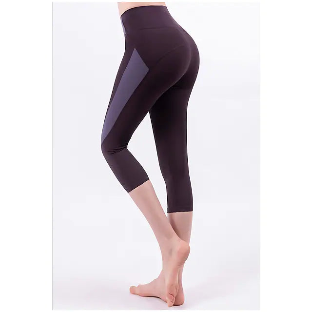 Women's High Waist Yoga Pants Patchwork Leggings Bottoms Tummy Control