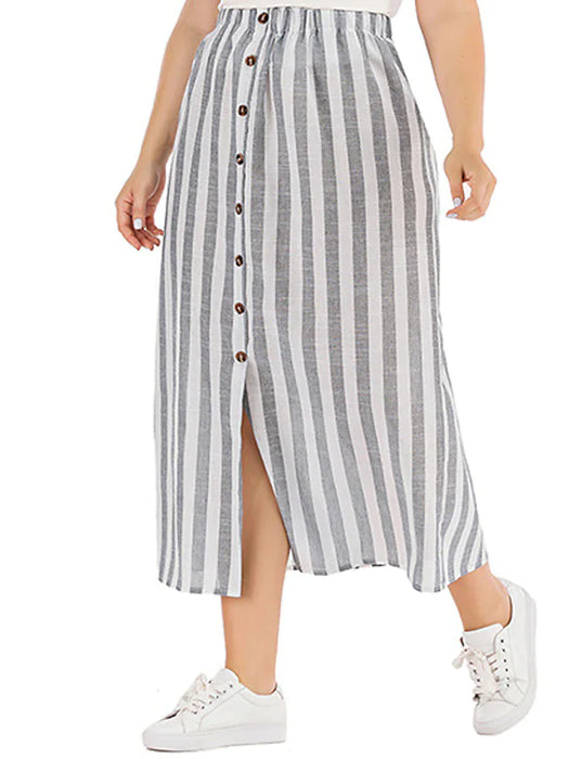 Women's Plus Size Skirt Print Striped Casual Chino Casual Daily