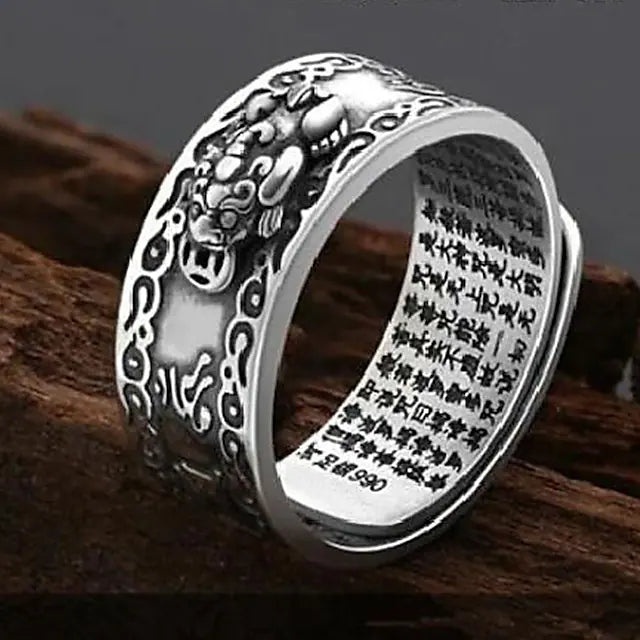 male female feng shui pixiu mantra protection wealth ring amulet adjustable