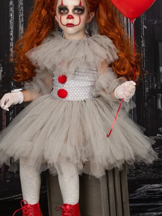 Kids Girls' Pennywise It Clown Killer Clown Costume Dress Halloween Dress