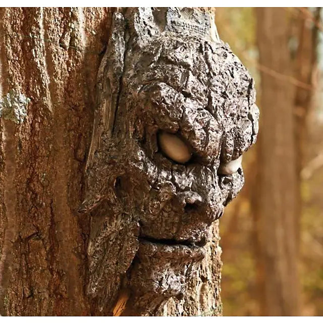 Halloween Stand Alone Bark Face Tree Monster Facial Makeup Facial Features Decorations Easter Creative Props