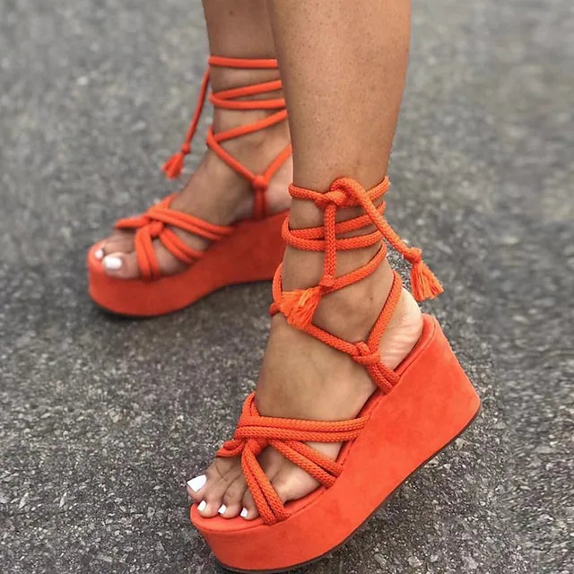 Women's Sandals Lace Up Sandals Strappy Sandals Wedge Sandals Wedge Heels