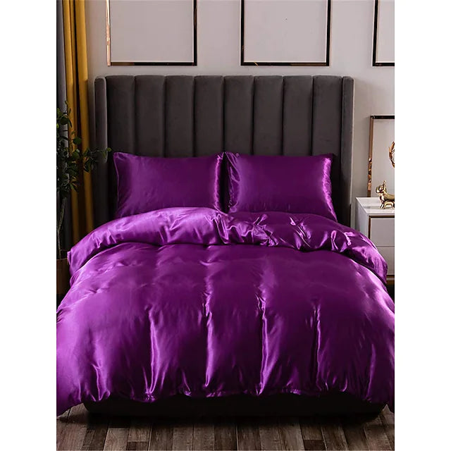 Satin Silk Duvet Cover Set Quilt Bedding Sets Comforter Cover