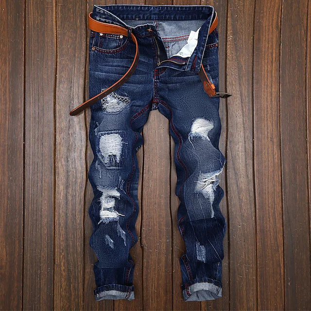 Men's Jeans Trousers Dark Wash Jeans Distressed Jeans Ripped Jeans