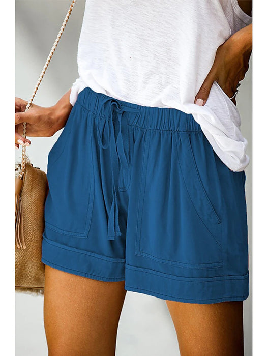 Women's Basic Essential Casual Shorts Wide Leg Baggy Pocket Short Pants
