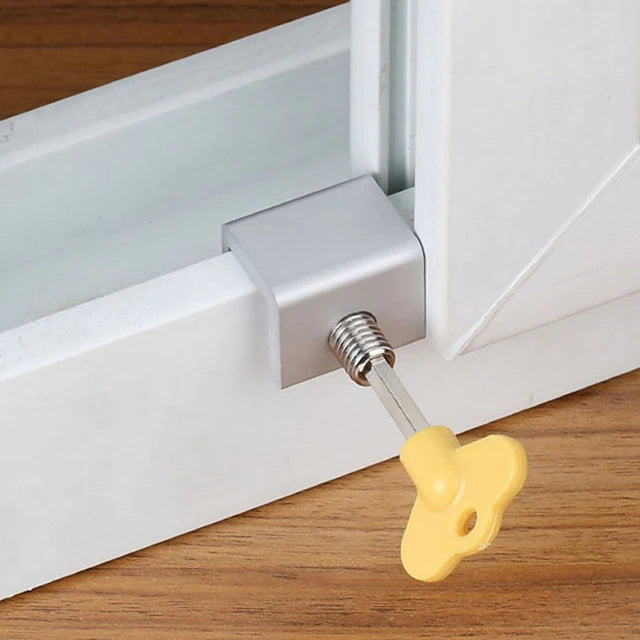 3pcs Adjustable Sliding Window Aluminum Alloy Stop Locks Security Door Frame Lock with Keys