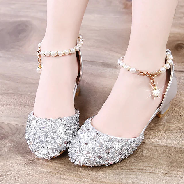 Girls' Heels Daily Glitters Dress Shoes Heel Rubber PU Breathability